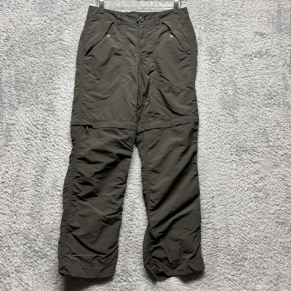 Eddie Bauer Sport Pants Womens 4 Green Nylon Convertible‎ Zip Off Shorts Hiking